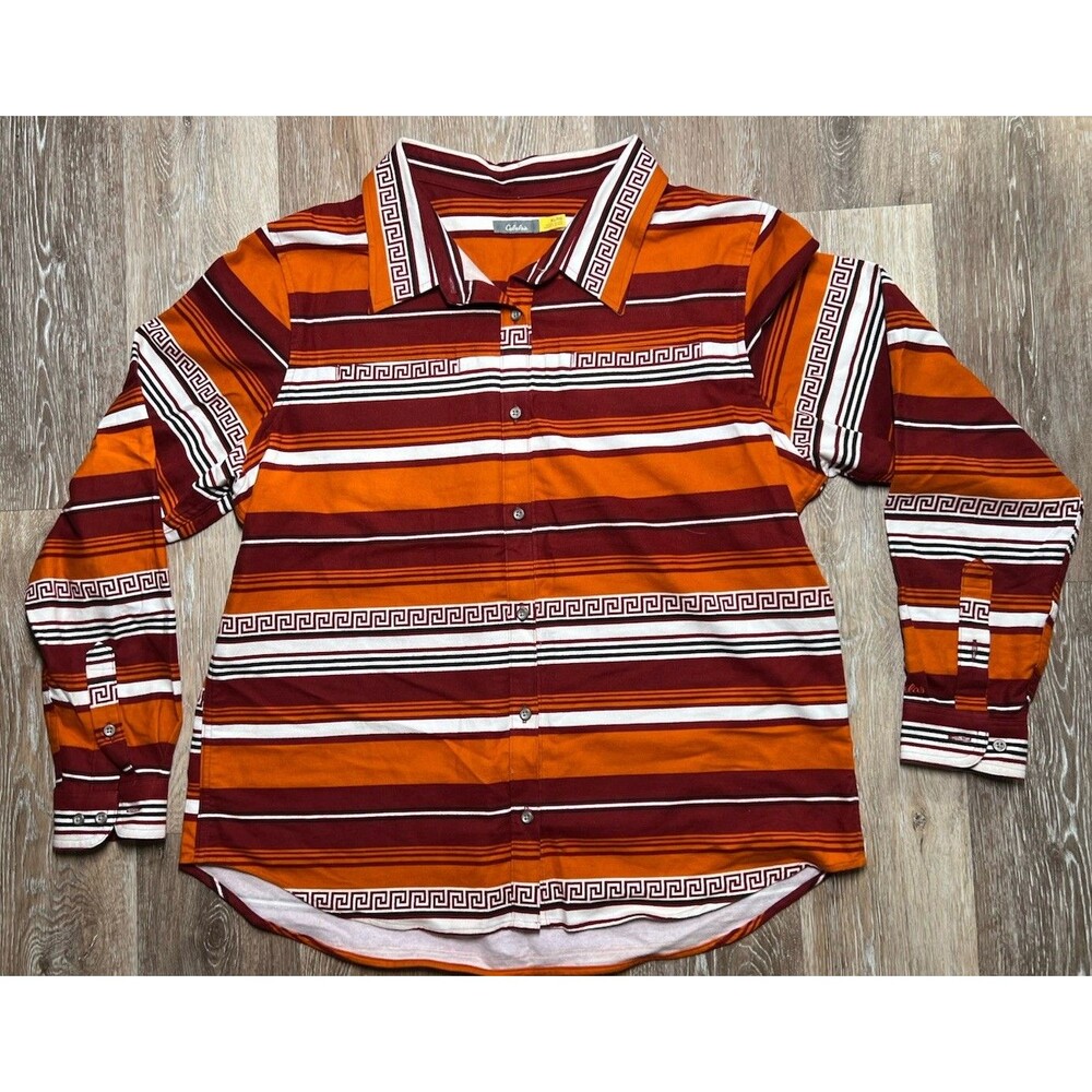 Cabelas Women’s Aztec Print Flannel Chamois XL Southwest Outdoor Hiking Camping